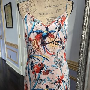 Club Monaco Floral Bird Print Midi Dress - Multicolor